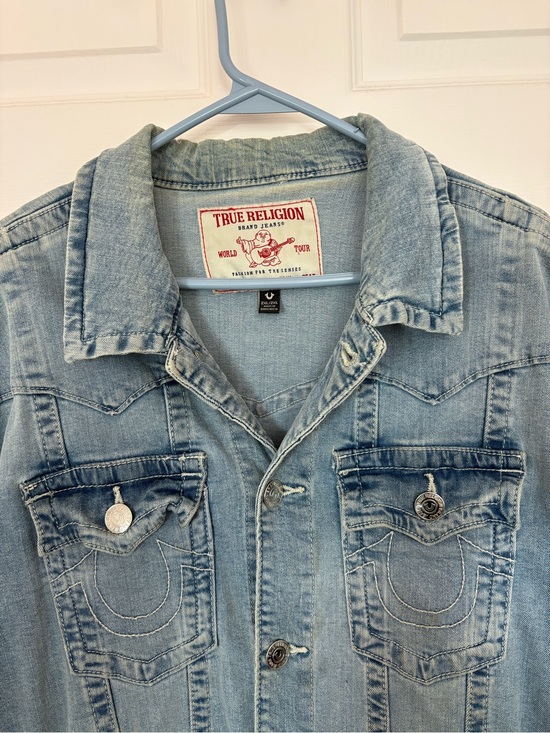True Religion Other - True Religion Washed Light Blue Denim Trucker Jacket